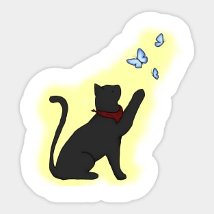 Merlin Cat and Butterflies -light ver.- Sticker